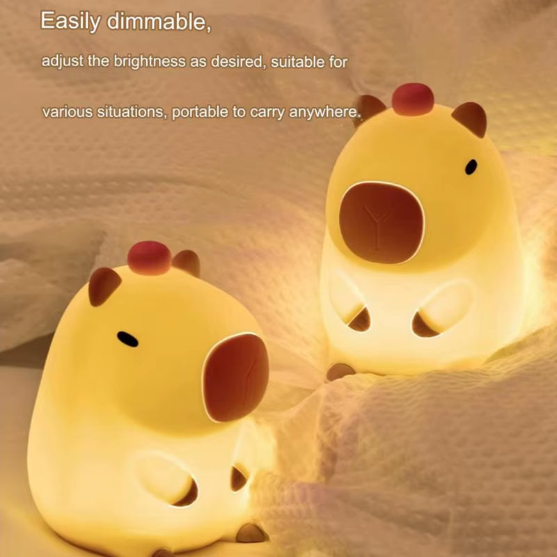 Adorable Cartoon Capybara Night Light - Dimmable Sleep Lamp for Kids' Room Decor