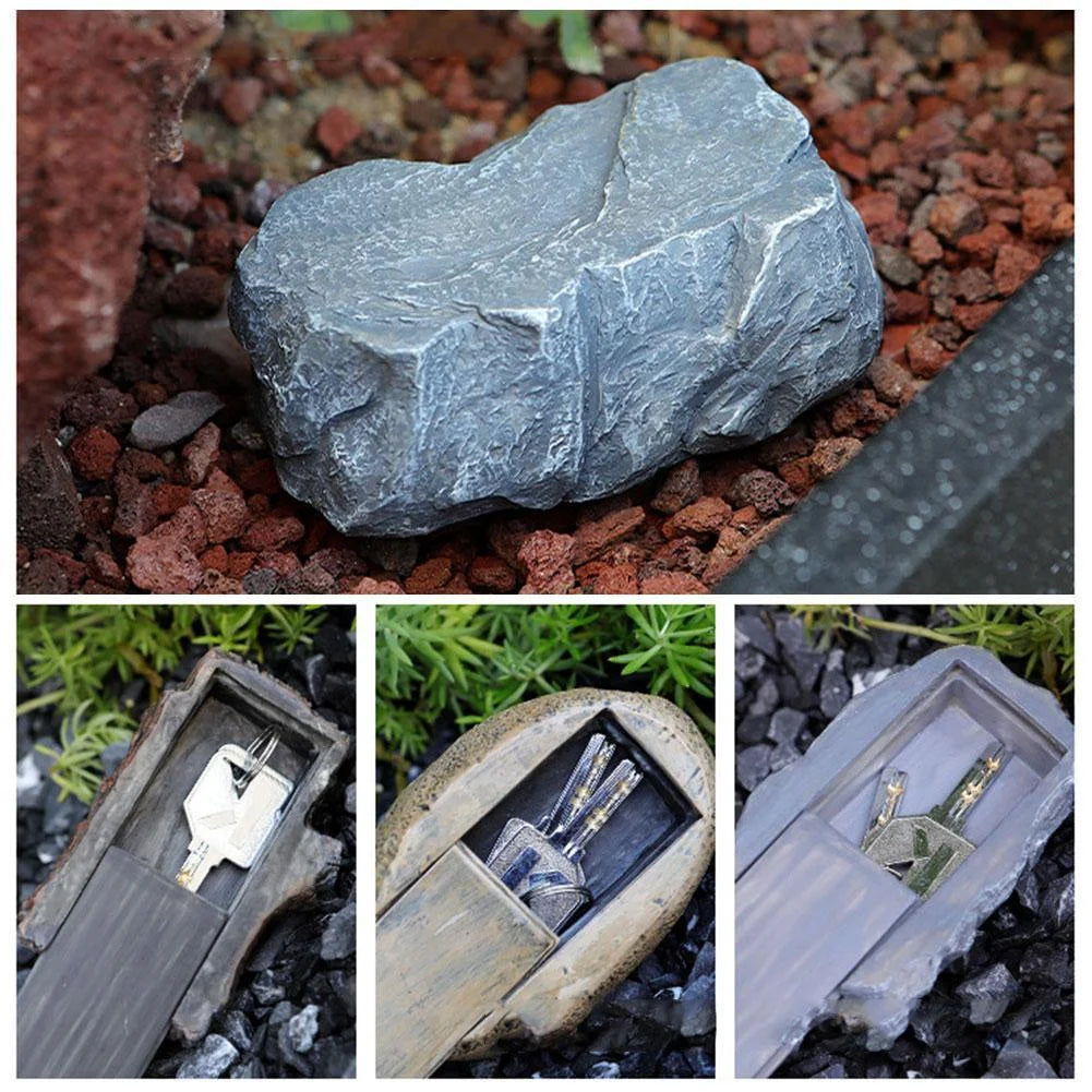 Outdoor Courtyard Hidden Door Key Box - Decorative Simulation Small Stone Design