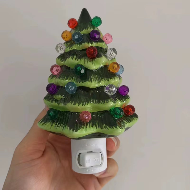 Resinous Christmas Tree Night Light in Two Colours, Ceramic Christmas Bedside Lamp, Mini Christmas Tree Bedside Lamp (Shipment: is within 15 business days)