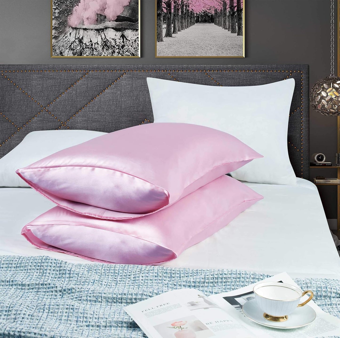 Satin Pillowcase Set for Hair and Skin Care – Cooling, Hypoallergenic, Anti-Frizz, and Wrinkle-Free – Soft and Luxurious Pillowcases with Envelope Closure – King Size 20x36, 2-Pack, Gift-Ready