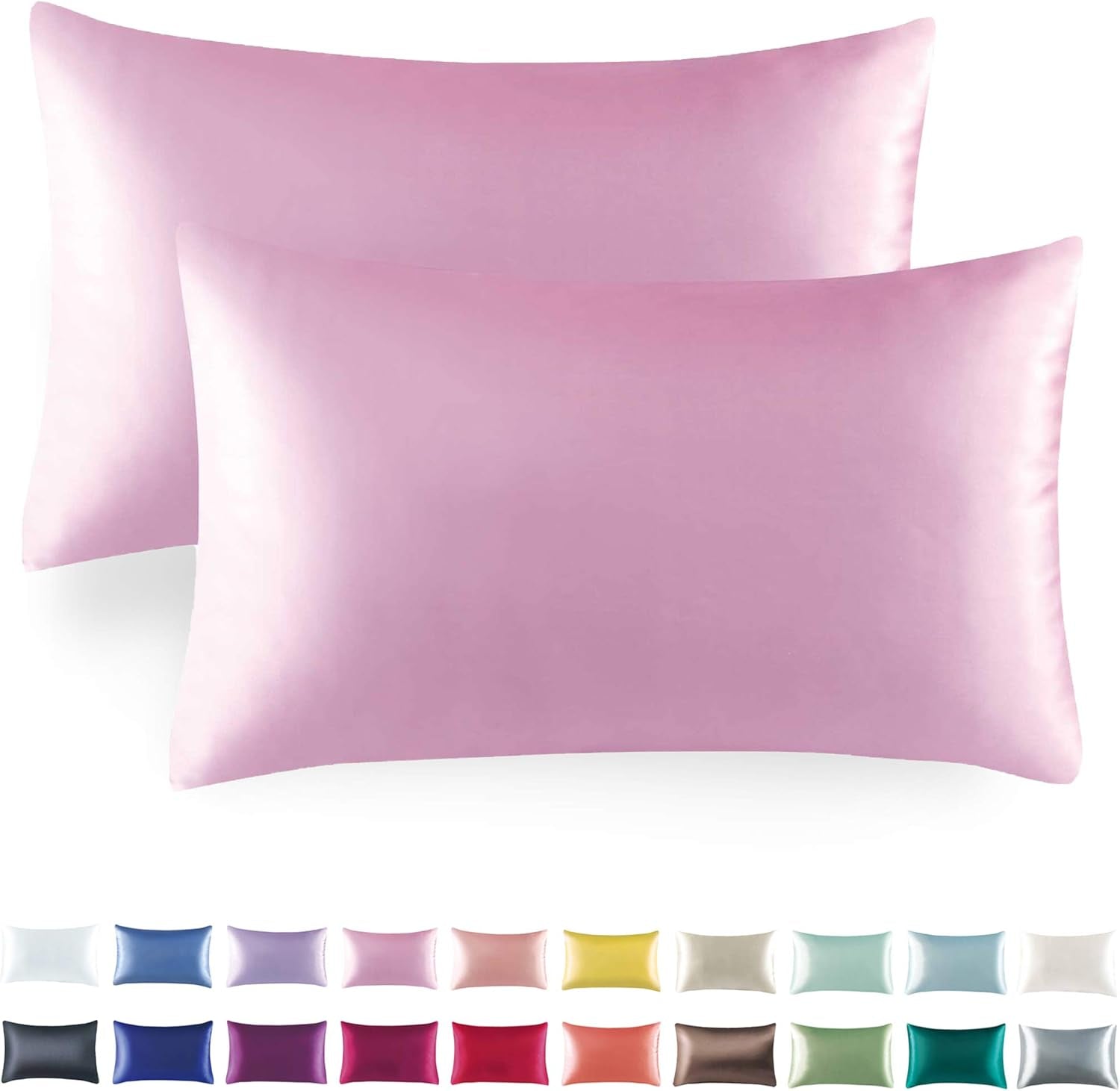 Satin Pillowcase Set for Hair and Skin Care – Cooling, Hypoallergenic, Anti-Frizz, and Wrinkle-Free – Soft and Luxurious Pillowcases with Envelope Closure – King Size 20x36, 2-Pack, Gift-Ready