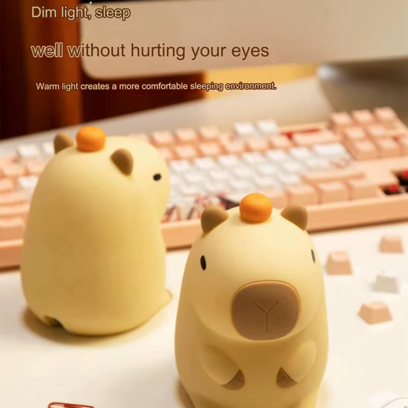 Adorable Cartoon Capybara Night Light - Dimmable Sleep Lamp for Kids' Room Decor