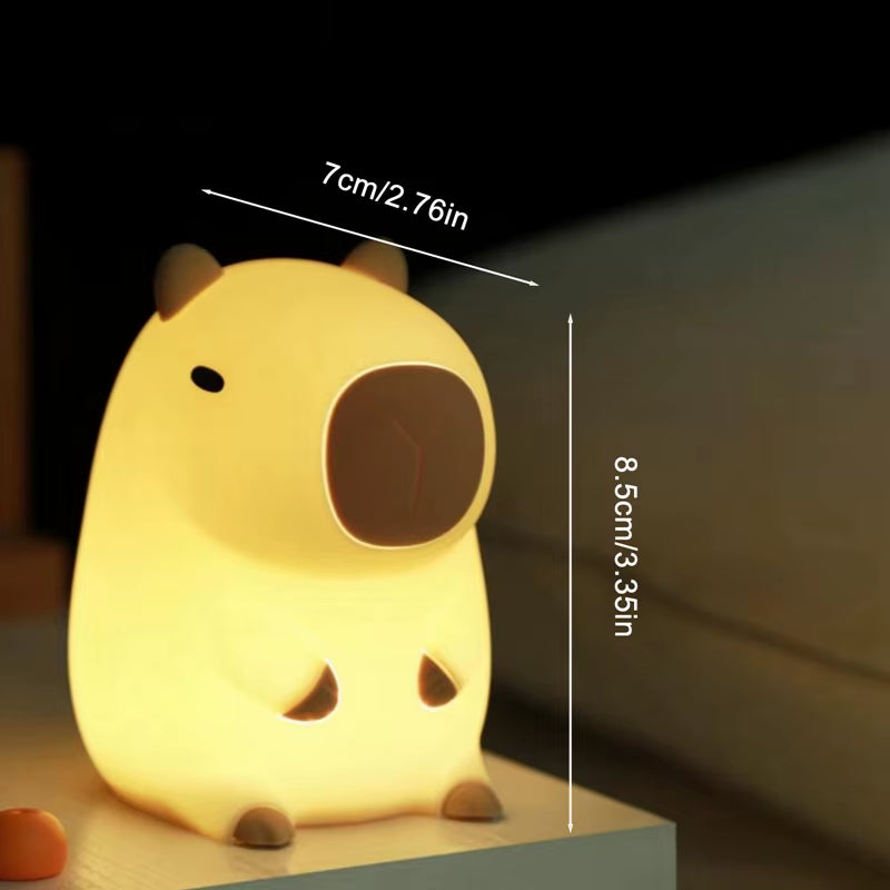 Adorable Cartoon Capybara Night Light - Dimmable Sleep Lamp for Kids' Room Decor