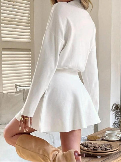 Women's Elegant Autumn Winter Commuter Dress, Waist Cinched Short Skirt, Stylish Ladies' Clothing 