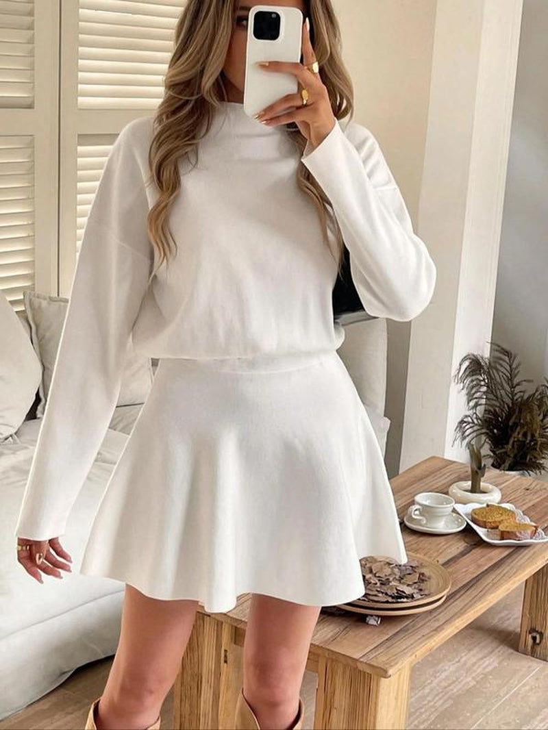 Women's Elegant Autumn Winter Commuter Dress, Waist Cinched Short Skirt, Stylish Ladies' Clothing 