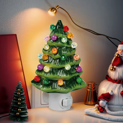 Resinous Christmas Tree Night Light in Two Colours, Ceramic Christmas Bedside Lamp, Mini Christmas Tree Bedside Lamp (Shipment: is within 15 business days)
