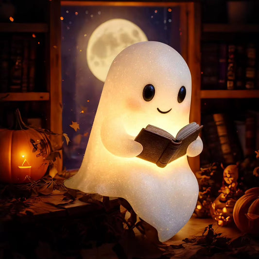 Cute Ghost Reading Book Lamp, Night LED Light for Readers & Book Lovers