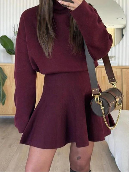 Women's Elegant Autumn Winter Commuter Dress, Waist Cinched Short Skirt, Stylish Ladies' Clothing 
