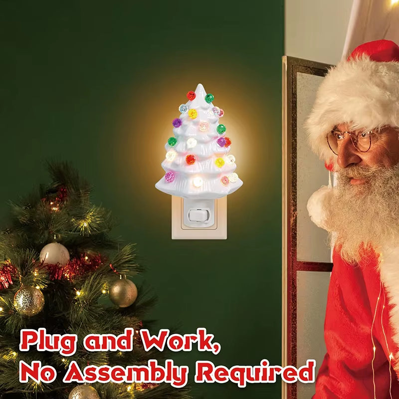 Resinous Christmas Tree Night Light in Two Colours, Ceramic Christmas Bedside Lamp, Mini Christmas Tree Bedside Lamp (Shipment: is within 15 business days)