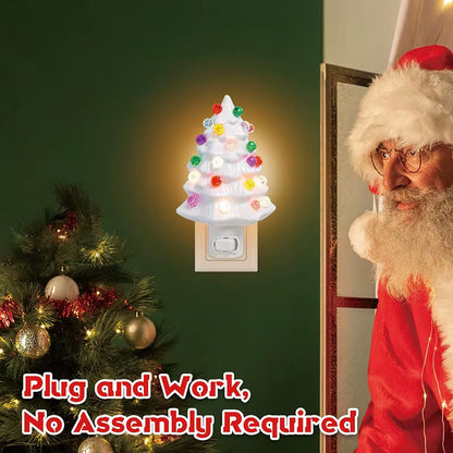 Resinous Christmas Tree Night Light in Two Colours, Ceramic Christmas Bedside Lamp, Mini Christmas Tree Bedside Lamp (Shipment: is within 15 business days)