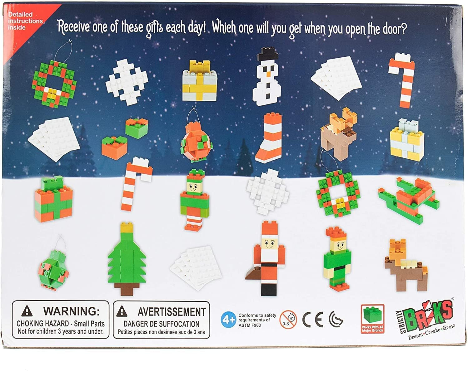 Advent Calendar Building Block Set for Kids and Toddlers, Compatible with Lego and Major Brick Brands, Christmas-Themed Countdown Toy, 416 Pieces