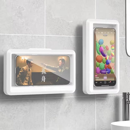 Waterproof Phone Holder - Suction Cup Shower Mount for Bathroom/Wall, Touch Screen Access & Steam-Proof Seal, Holds as the same size as Max 6.7" Phones