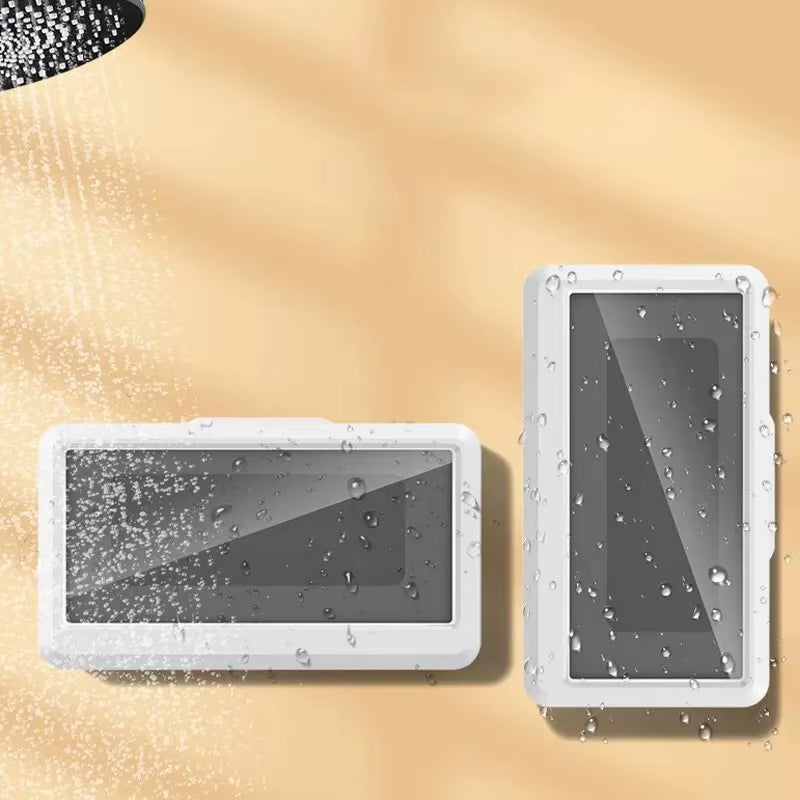 Waterproof Phone Holder - Suction Cup Shower Mount for Bathroom/Wall, Touch Screen Access & Steam-Proof Seal, Holds as the same size as Max 6.7" Phones