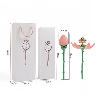 Unique Rose Flower Shape Ring Holder that Automatically Opens Displaying Jewelry Gift  with Packaging Box