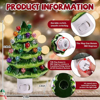 Resinous Christmas Tree Night Light in Two Colours, Ceramic Christmas Bedside Lamp, Mini Christmas Tree Bedside Lamp (Shipment: is within 15 business days)