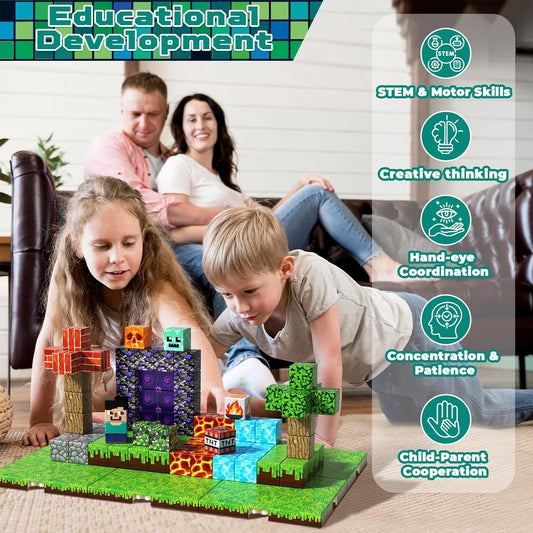 150Pcs Magnetic Blocks - Magnetic Building Block with 6 Baseplate, Stacking Magnets for Kids, Sensory Toy for Toddlers STEM Learning, Birthday Gifts for 3+ Years Old Boys Girls