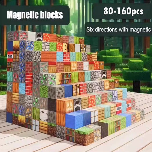 80-160Pcs Magnetic Building Blocks, Toy Mine DIY/Assemble Game Scene,  Magnetic Building Blocks for Children, Puzzle Model Gift