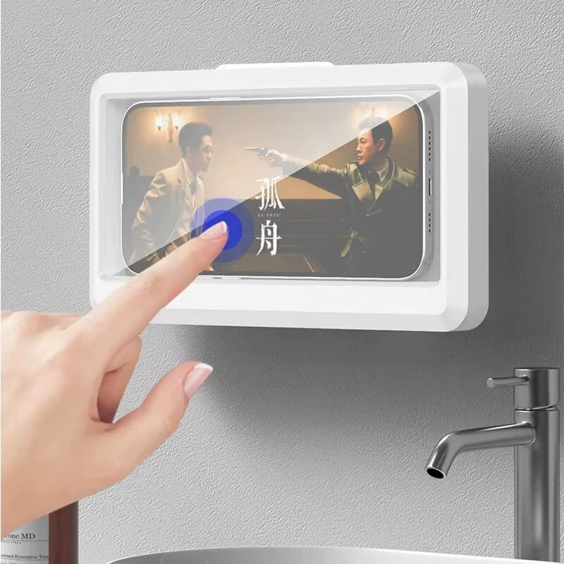 Waterproof Phone Holder - Suction Cup Shower Mount for Bathroom/Wall, Touch Screen Access & Steam-Proof Seal, Holds as the same size as Max 6.7" Phones