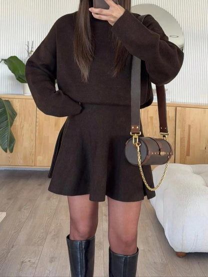 Women's Elegant Autumn Winter Commuter Dress, Waist Cinched Short Skirt, Stylish Ladies' Clothing 