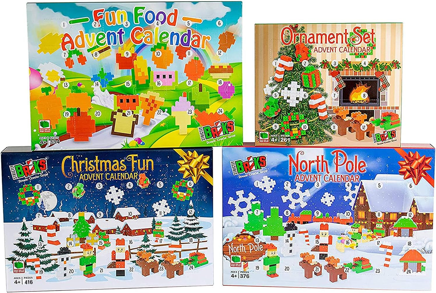 Advent Calendar Building Block Set for Kids and Toddlers, Compatible with Lego and Major Brick Brands, Christmas-Themed Countdown Toy, 416 Pieces